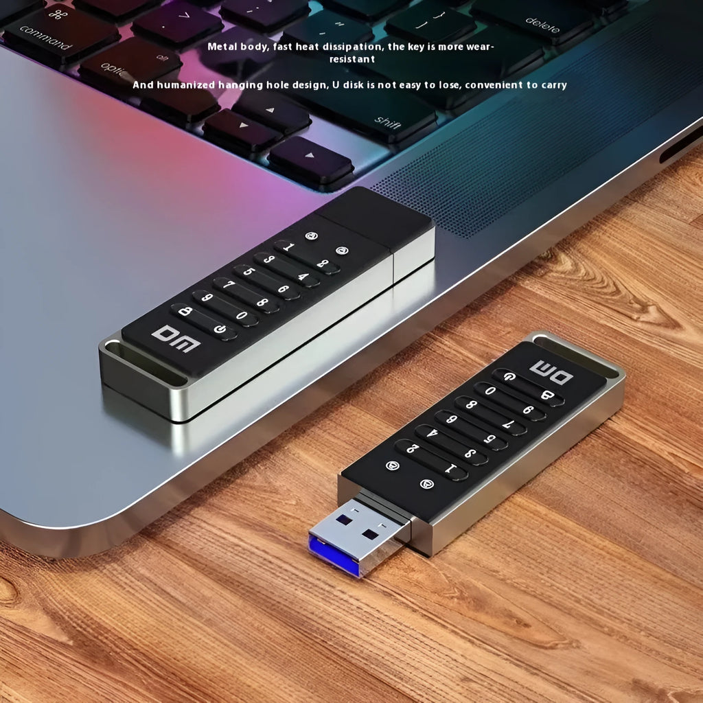 Metal fingerprint encrypted USB flash drive with digital button security and USB 3.0 connector