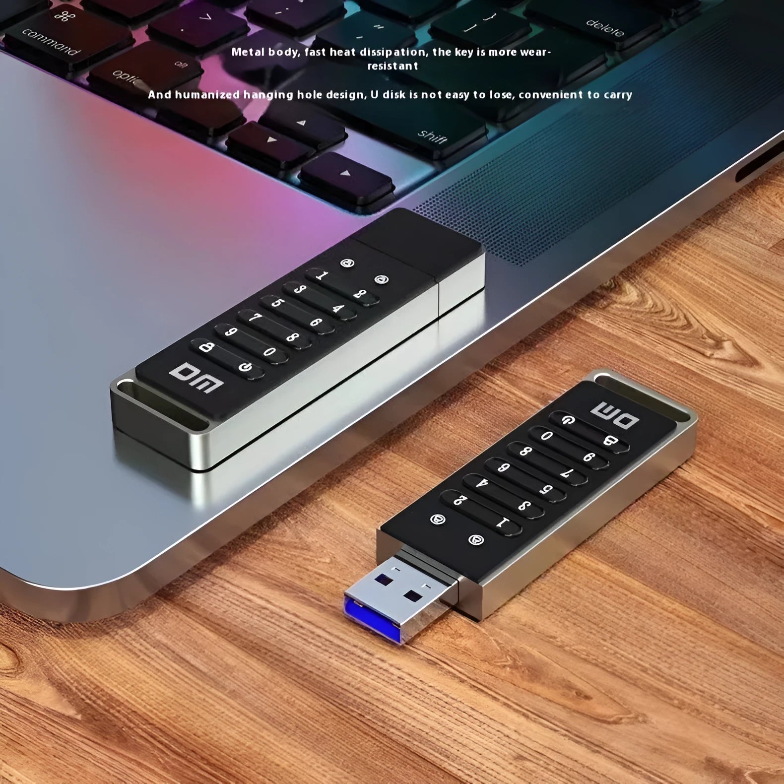 Metal fingerprint encrypted USB flash drive with digital button security and USB 3.0 connector