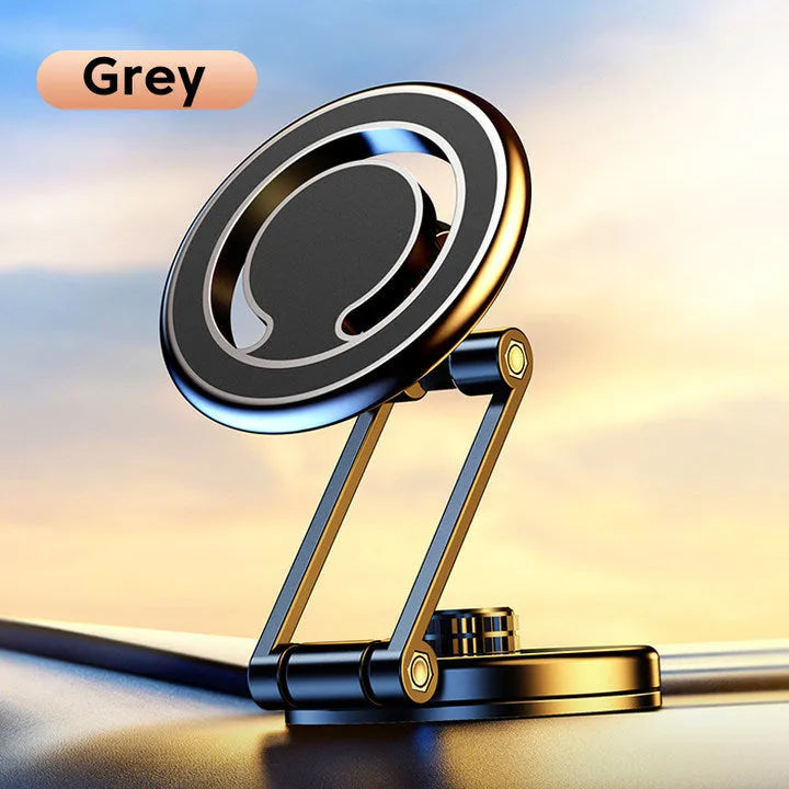Telescopic folding magnetic car phone holder mounted on vehicle dashboard