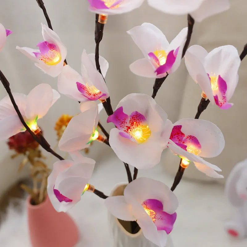 Pink LED Phalaenopsis branch decorative light measuring 65cm with fabric and plastic shell