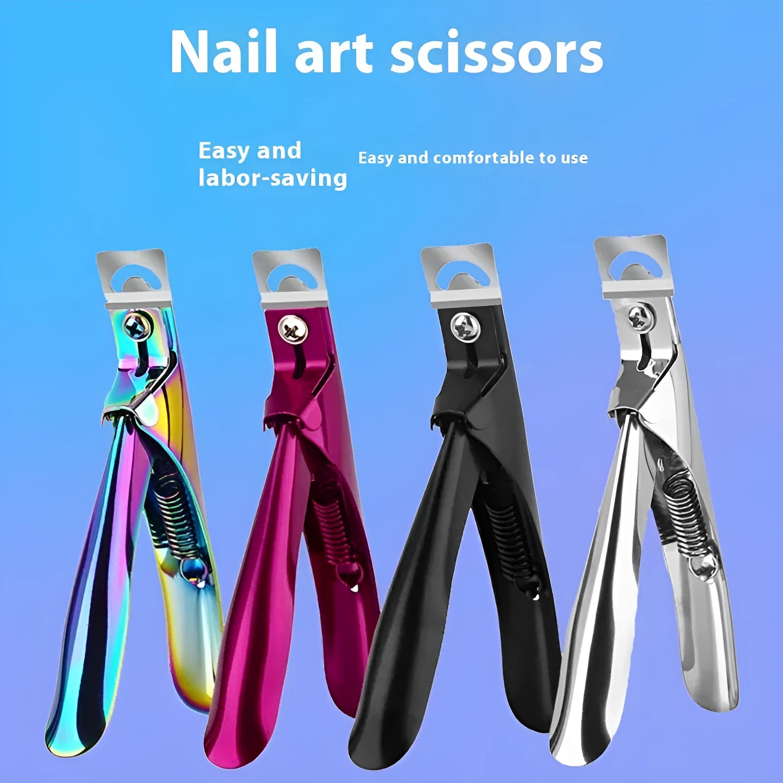 Stainless steel nail art scissors with French U-shaped design for precise cutting