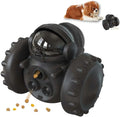 Robot-shaped interactive treat dispenser toy for small dogs and cats with self-balancing tumbler design