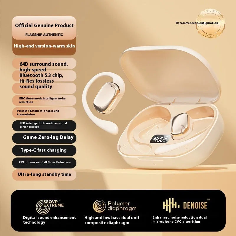 Ear-mounted headphones with digital display screen in black colour option