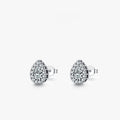 Women's 925 sterling silver water drop shape ear studs with diamond treatment