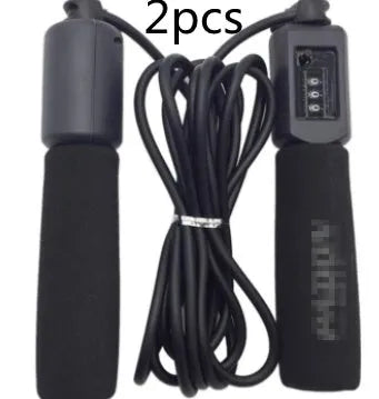 Adjustable length fitness skipping rope with sponge grip handles in multiple colour options
