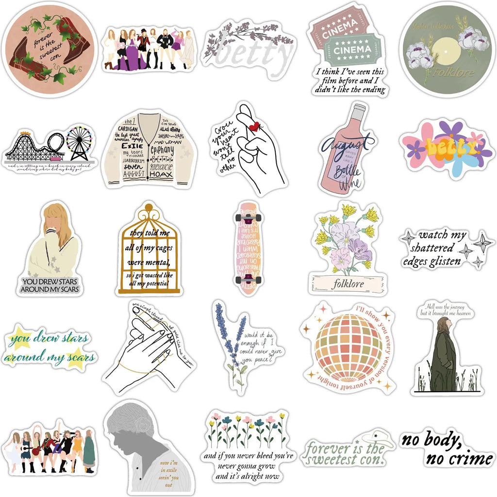 50 waterproof graffiti cartoon adhesive stickers for luggage and notebooks measuring 4-6cm