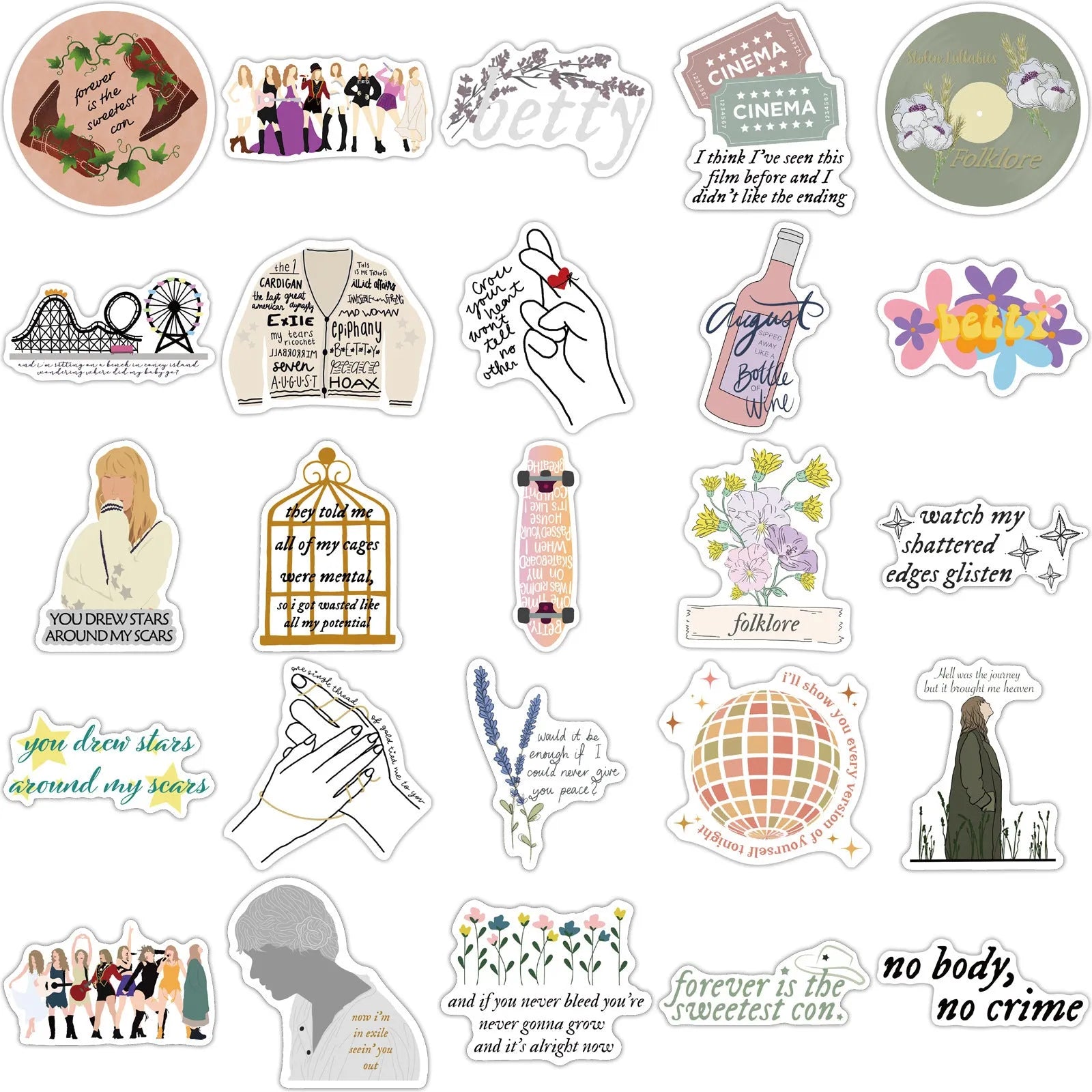 50 waterproof graffiti cartoon adhesive stickers for luggage and notebooks measuring 4-6cm