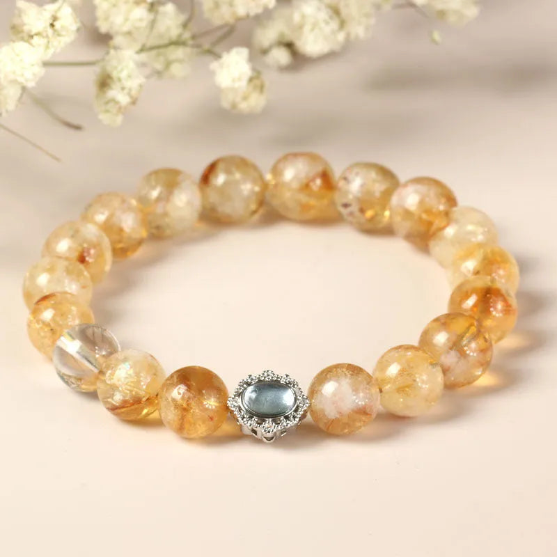 Crystal citrine bracelet with 10mm geometric shapes in unisex jewellery style