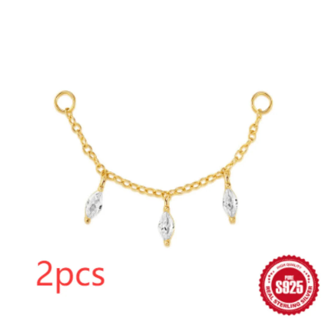 S925 sterling silver water drop earrings with flat spiral puncture detail in gold electroplated finish