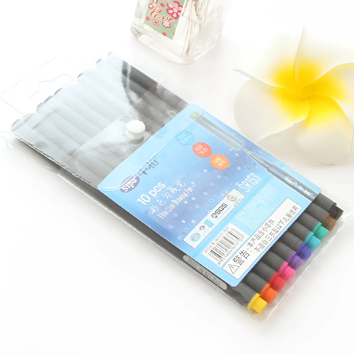 10 hook line drawing pens with 0.38mm metal tips for architectural and broadcast technical sketching
