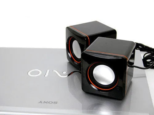 Black square USB-powered 2.0 small speaker for desktop computer audio