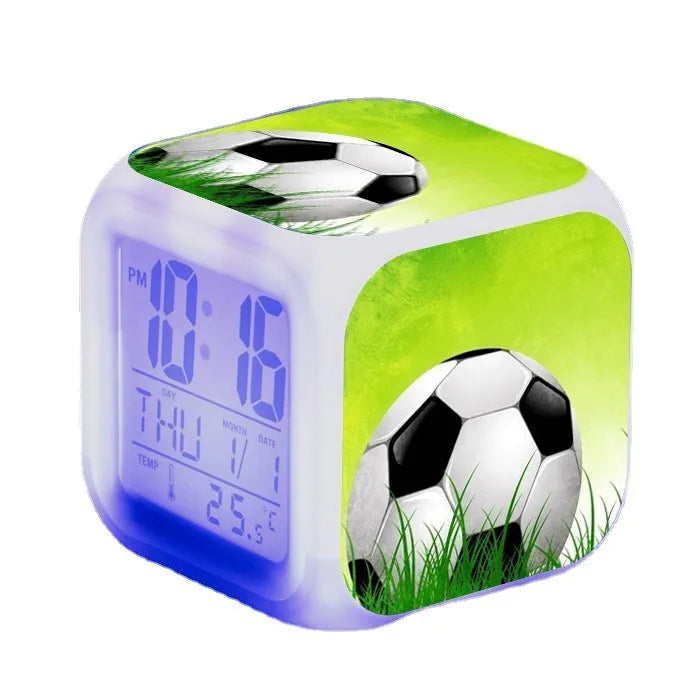 Football pattern cartoon alarm clock with mute alarm function for students and children