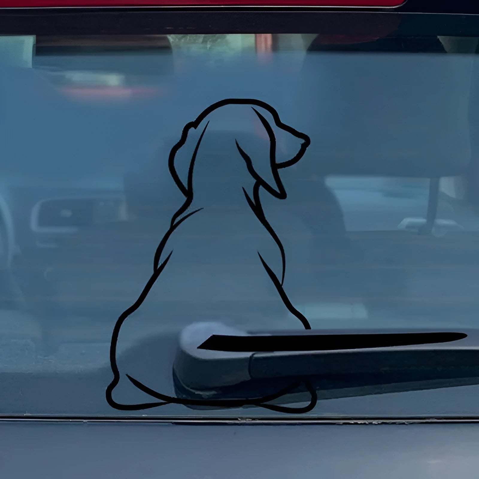 Cartoon dog car sticker with wiper design for rear window decoration in black or white colour