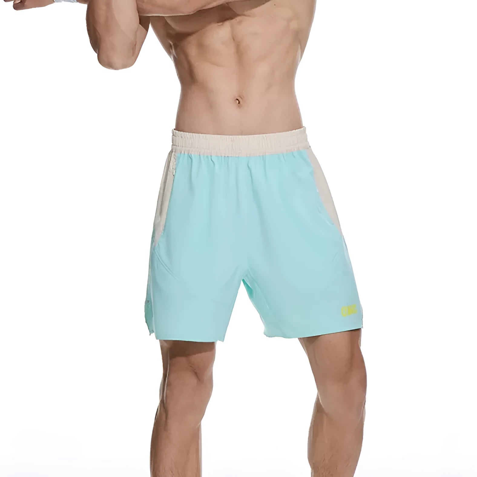 Men's loose-fitting workout shorts with elastic lace-up waist in dark rock ash colour