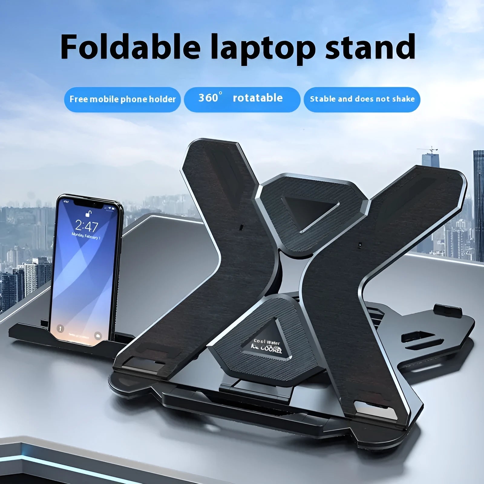 ABS plastic laptop bracket stand in black or white measuring 300x200mm