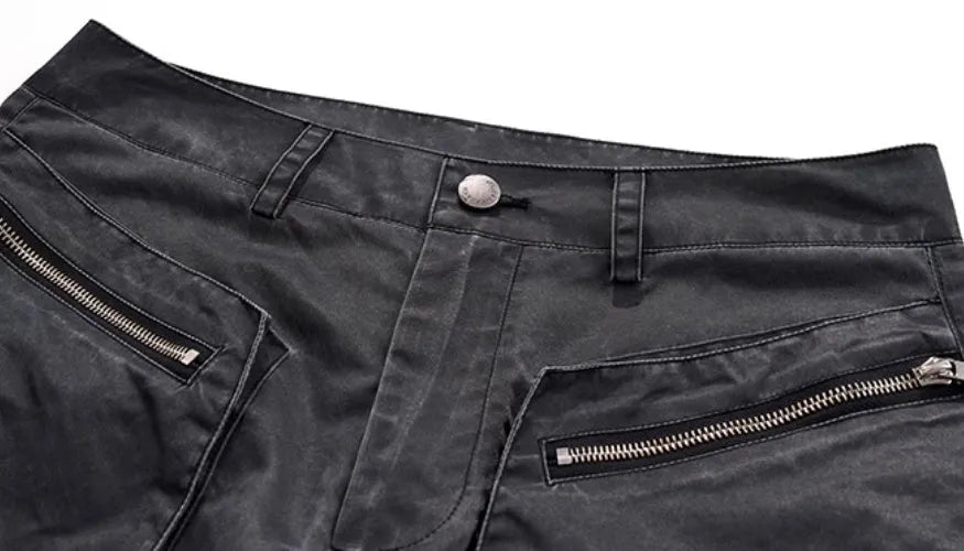Gray retro three-dimensional keel casual rayon sports pants on a hanger