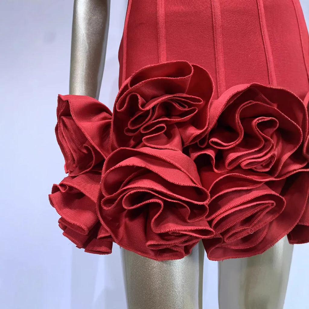 Women's solid colour mid waist urban style dress in red, available in sizes XS to L.