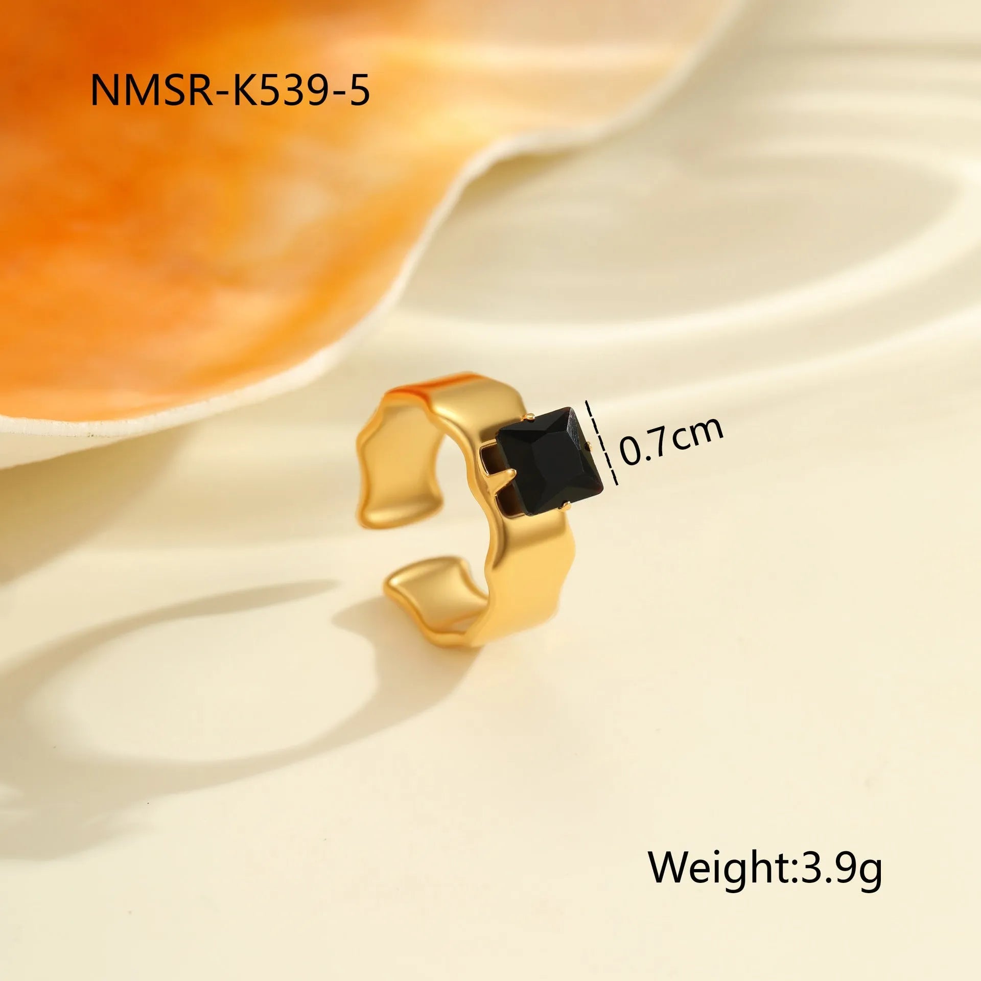 Adjustable geometric stainless steel ring with zircon inlays for women