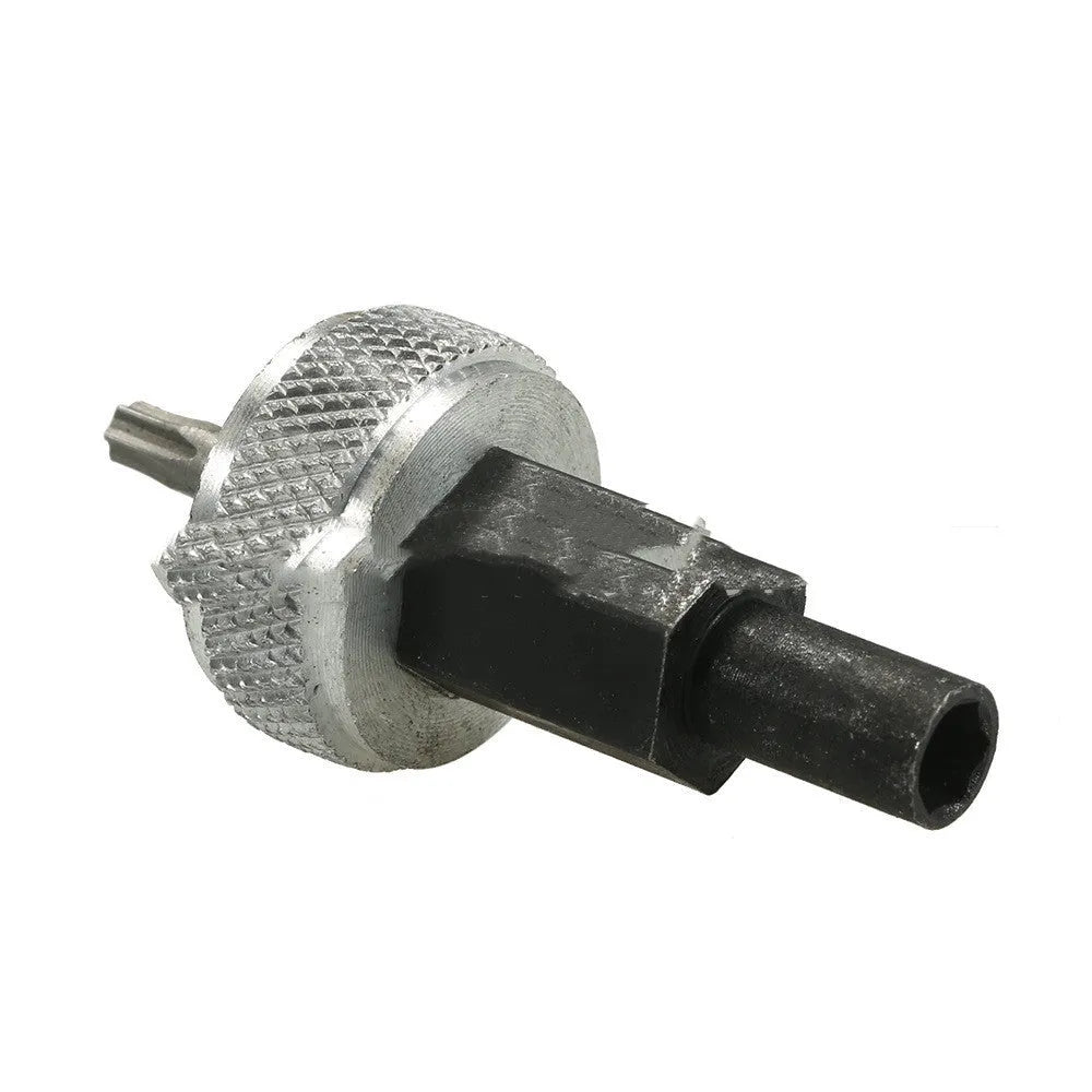 Ignition module wrench tool with knurled aluminium knobs on a carbon steel handle.