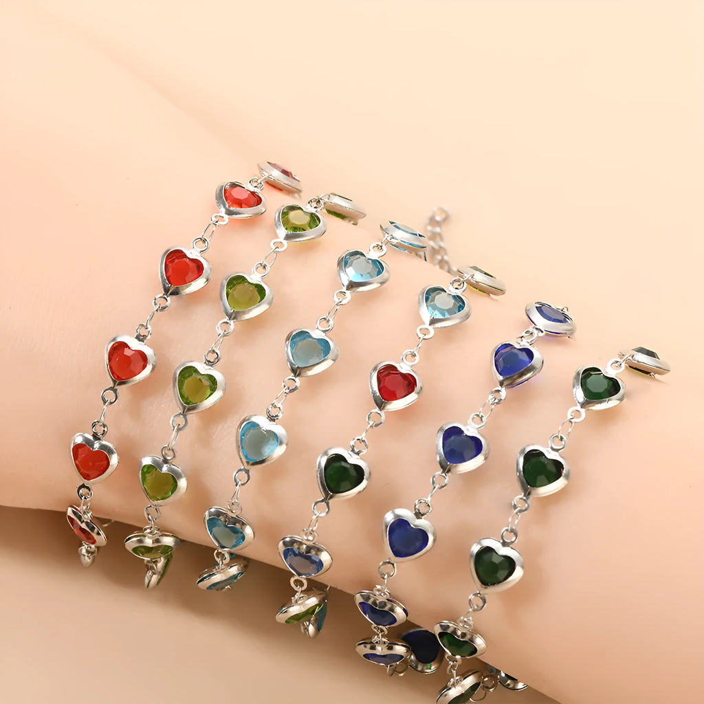 A stainless steel geometric heart bracelet with a Devil's Eye design in one of six electroplated colour options.