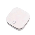 White USB-powered car air purifier with negative ion technology and button controls