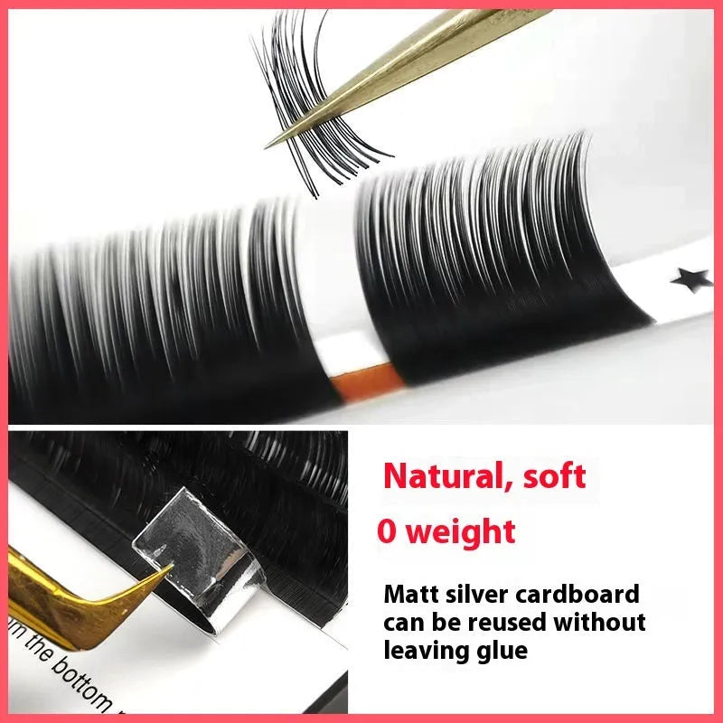 False eyelashes with 16-row dense mink hair clusters on a matte band, shown in various lengths from 8mm to 18mm.