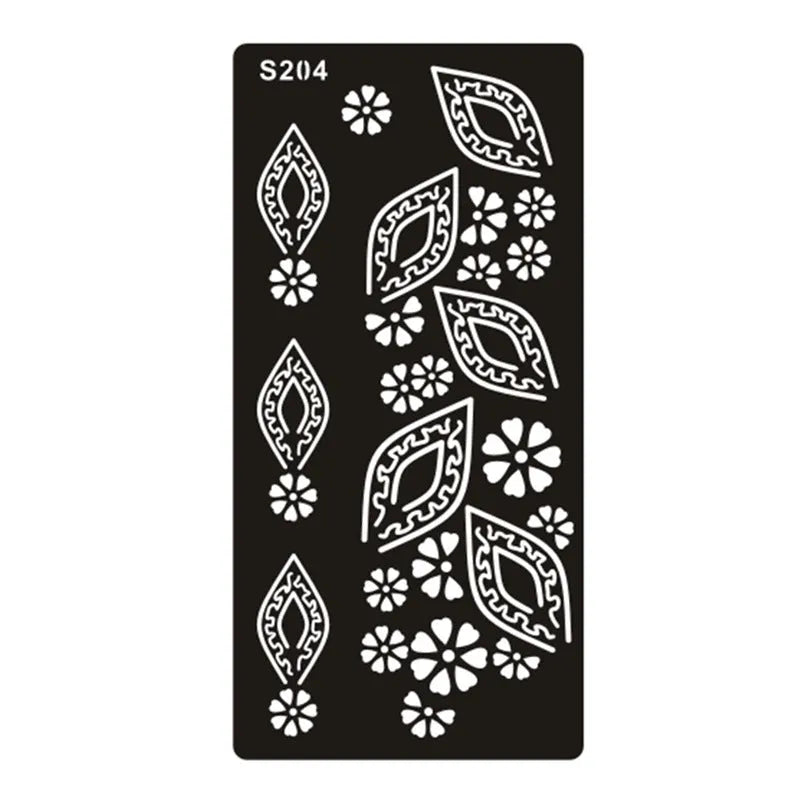 Geometric hollow tattoo template stickers on water transfer paper in multiple colours