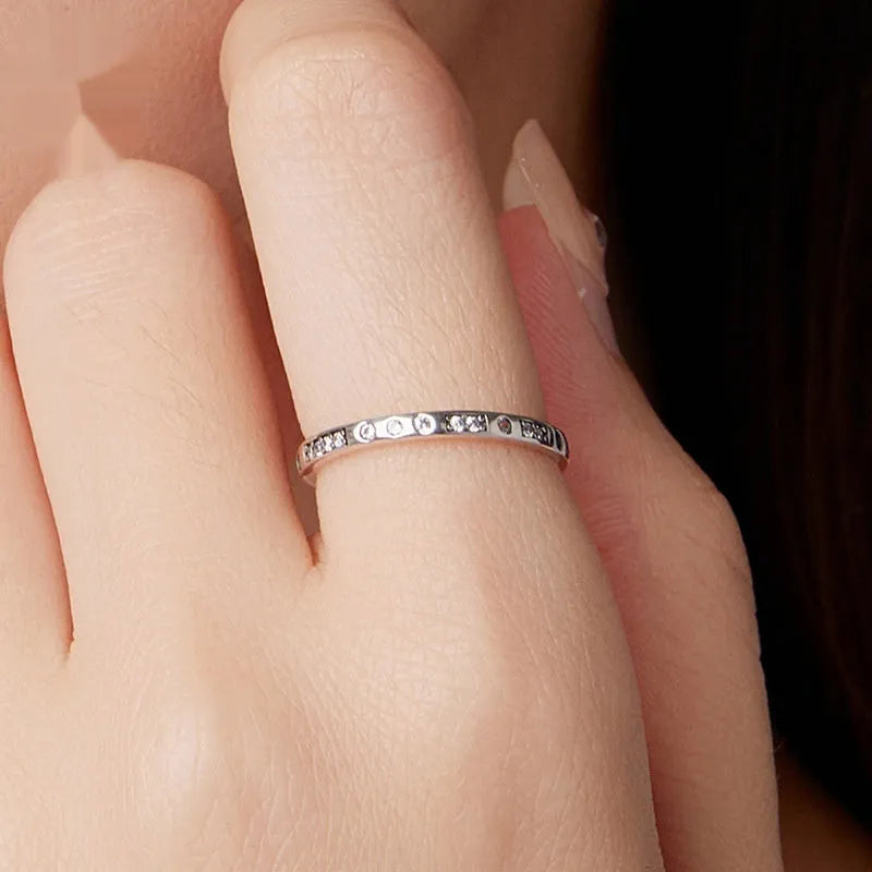 Oxidised black silver alloy ring with 'I Love You' Moss Password engraving