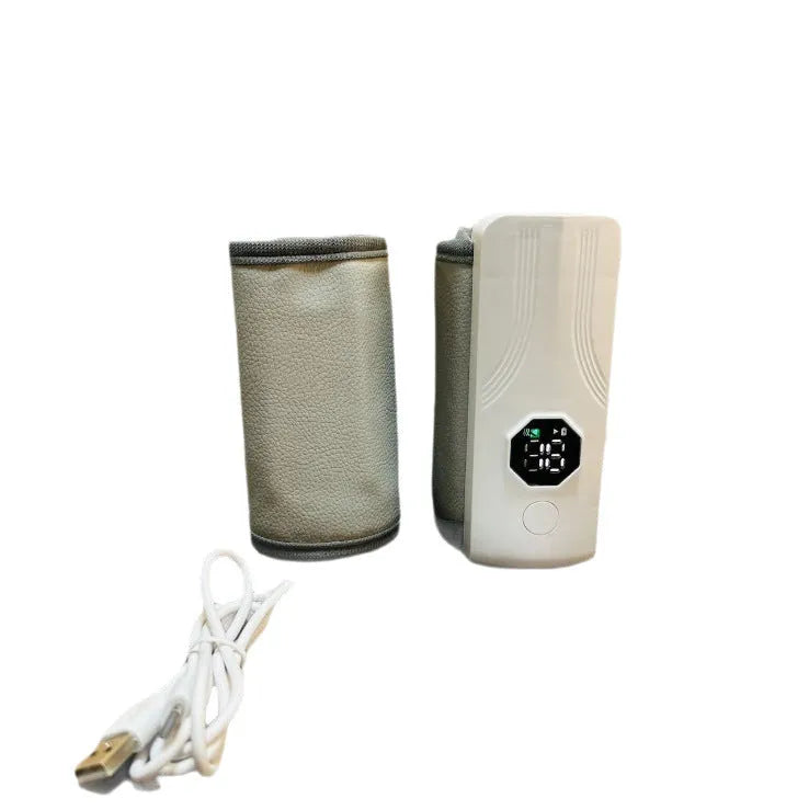 Grey and white car charger electric milk warmer with 12V plug for constant temperature bottle warming