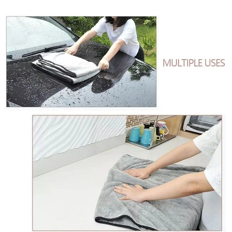 Microfiber car wash towel in 75x35cm size with 60x40cm and 100x40cm upgrade options