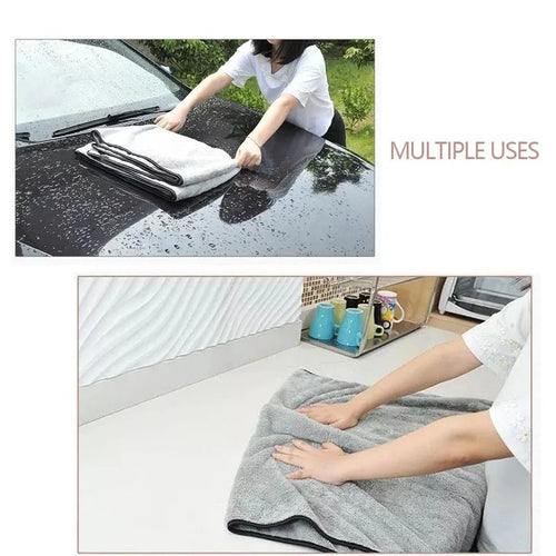 Microfiber car wash towel in 75x35cm size with 60x40cm and 100x40cm upgrade options