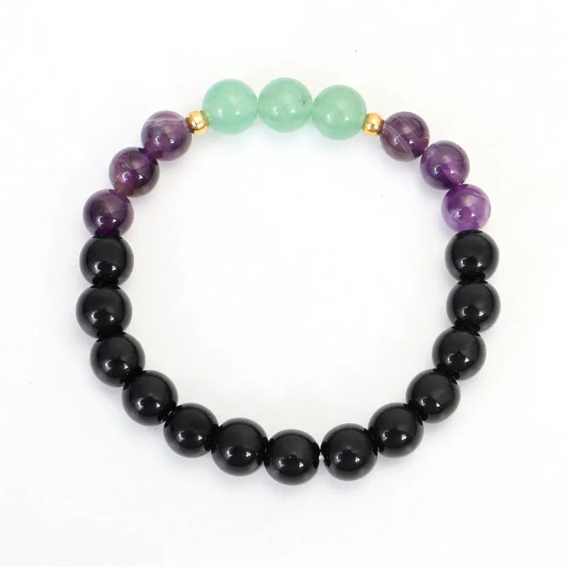 Handmade stone bead yoga necklace with alloy lotus pendant and matching bracelet