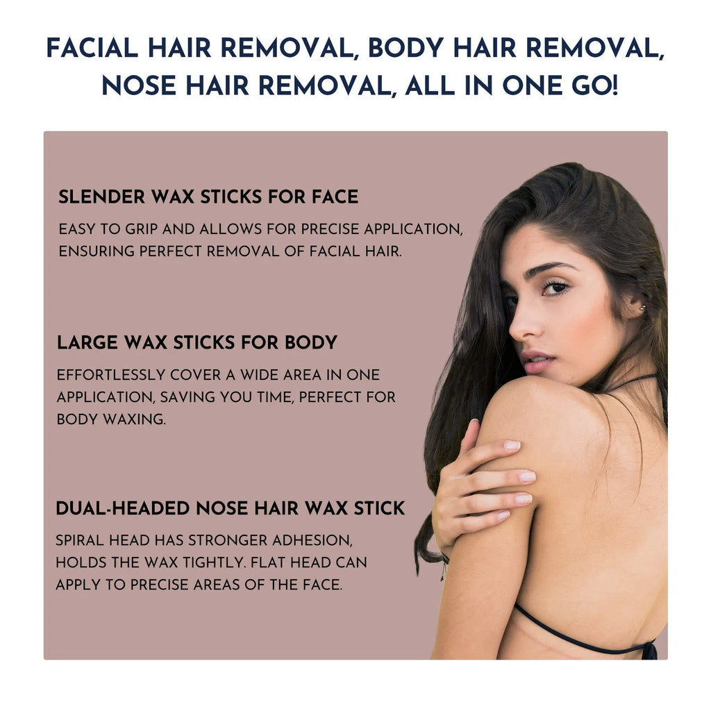 Professional waxing kit with 52 pieces including wax warmer, hard wax beans, applicators and post-treatment products