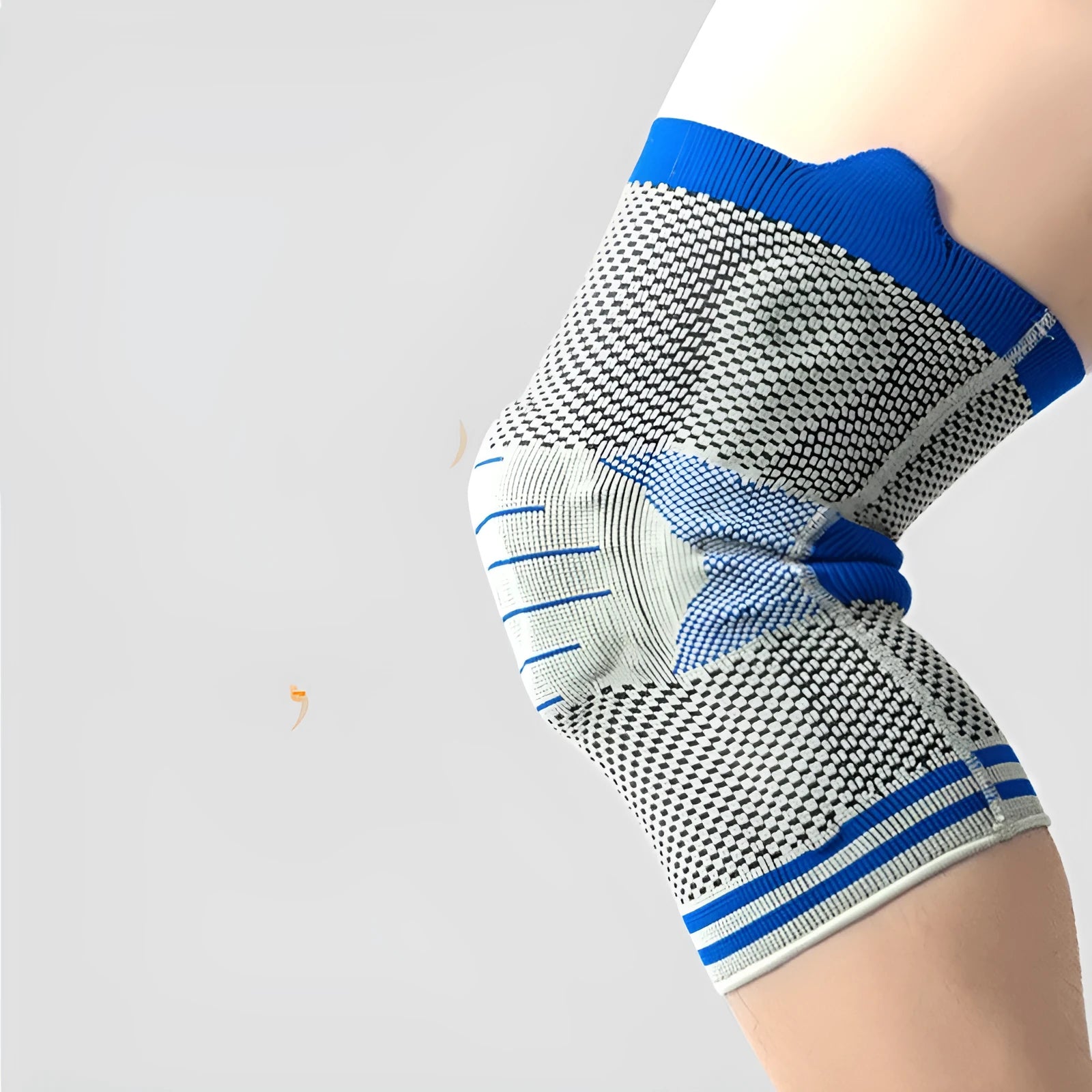 Cotton knee pad with silicone massage spring bar shock absorber in black and gray colour