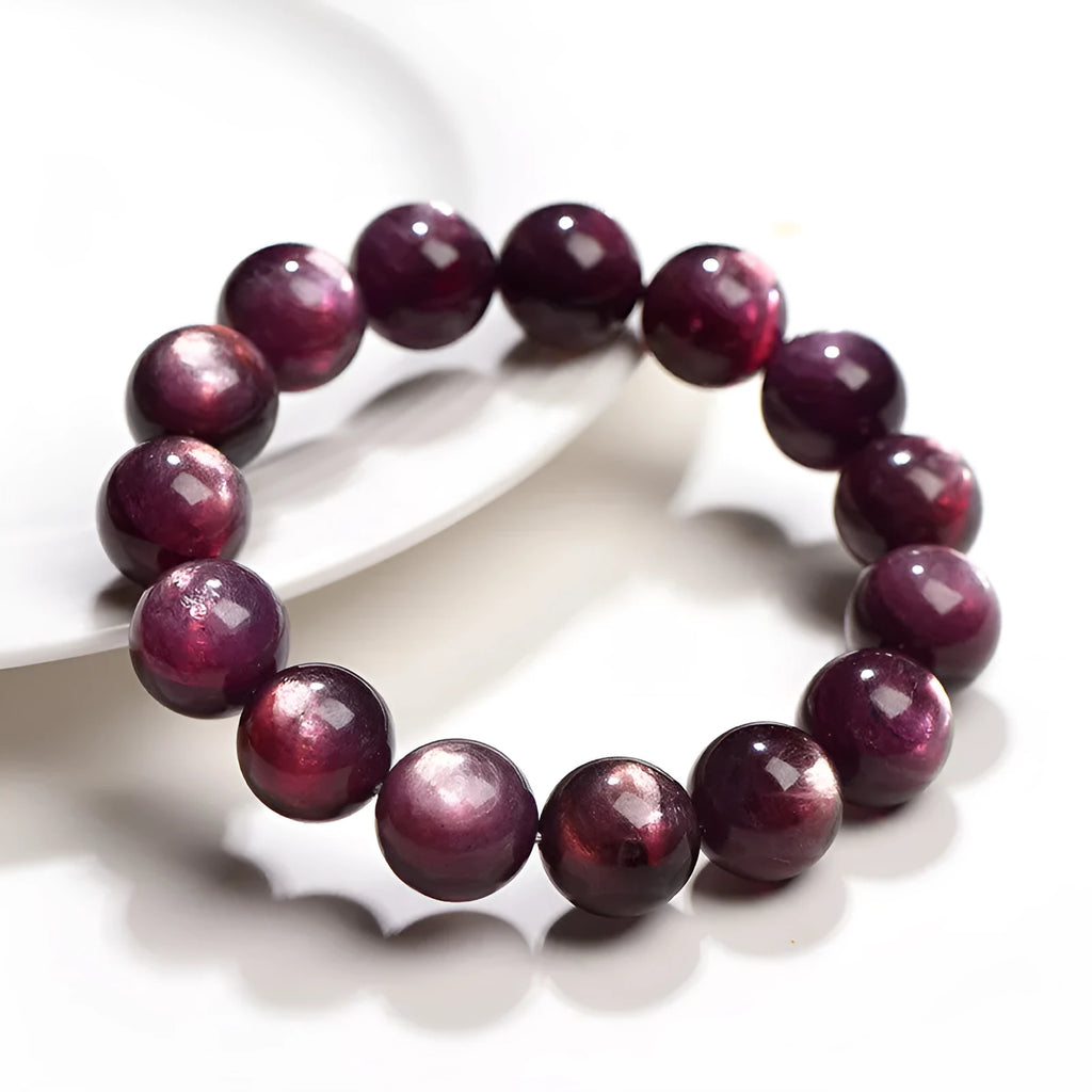 Purple lepidolite crystal bracelet with round polished beads in multiple size options