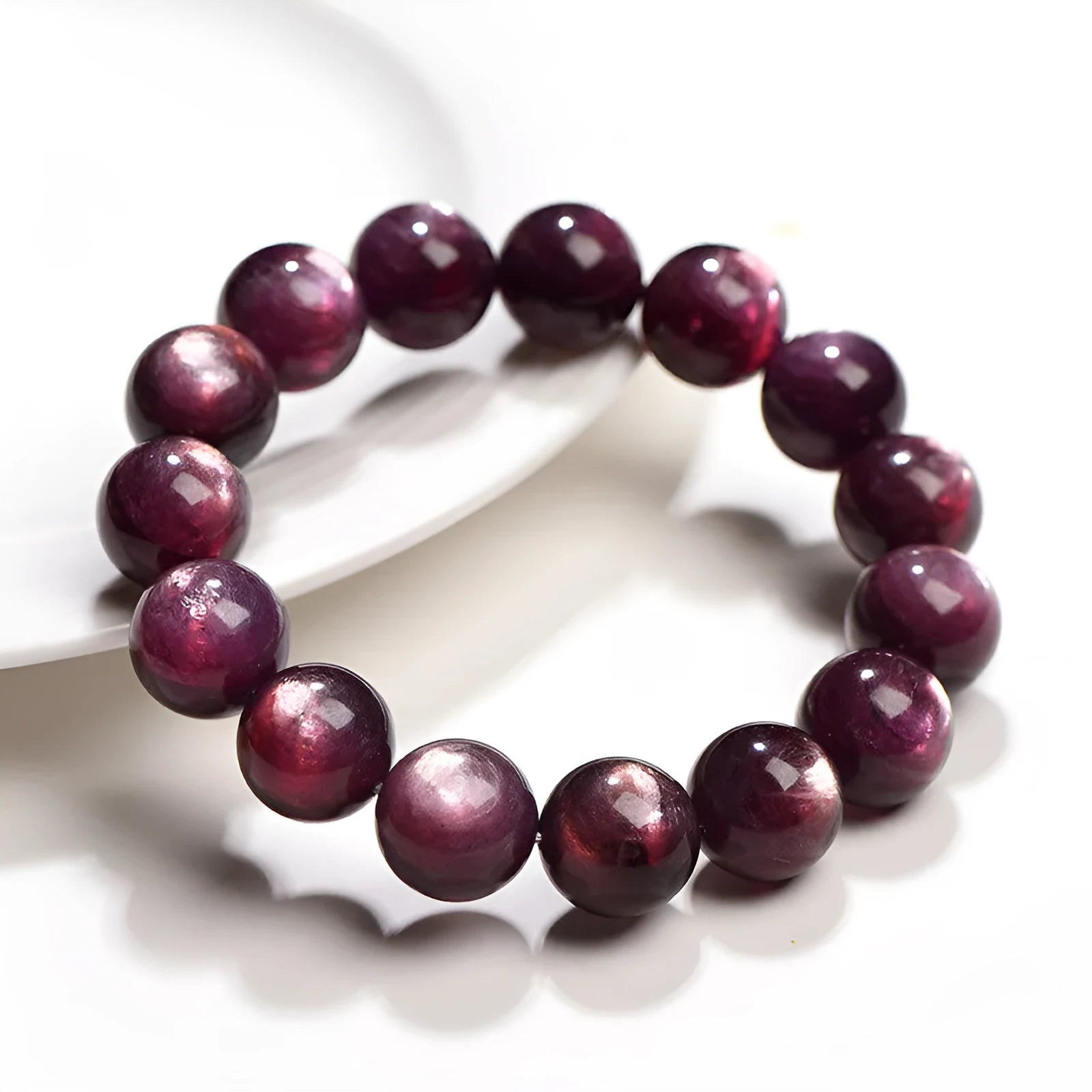 Purple lepidolite crystal bracelet with round polished beads in multiple size options