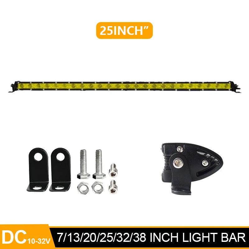 25-inch aluminium single row LED car light bar with mounting brackets