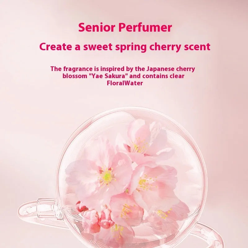 Sakura Wash Set showing 500ml shampoo, conditioner, and shower gel bottles with cherry blossom design.