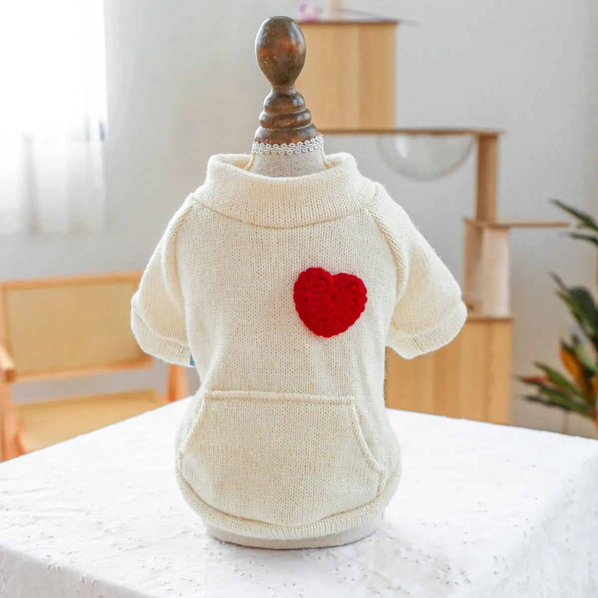 Casual polyester round-neck pet shirt in XS to XL with dinosaur, letter and red heart style options