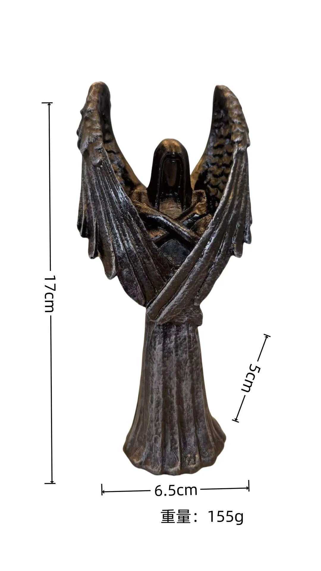 Dark angel resin craft ornament figurine measuring 17cm tall on display.