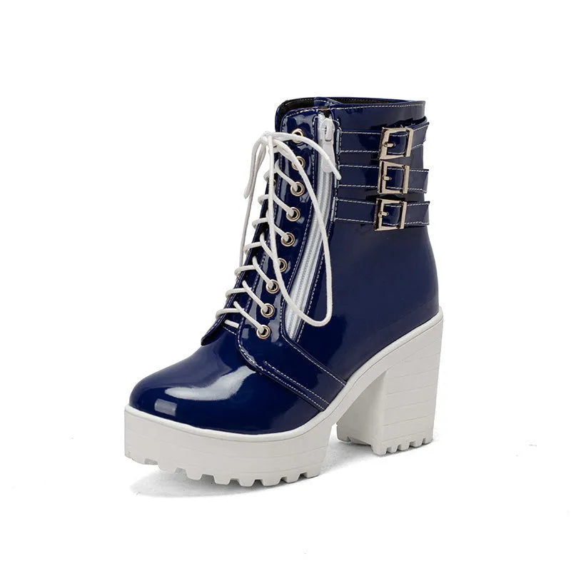 Women's casual winter boots with waterproof platform and thick rubber heel in six colour options