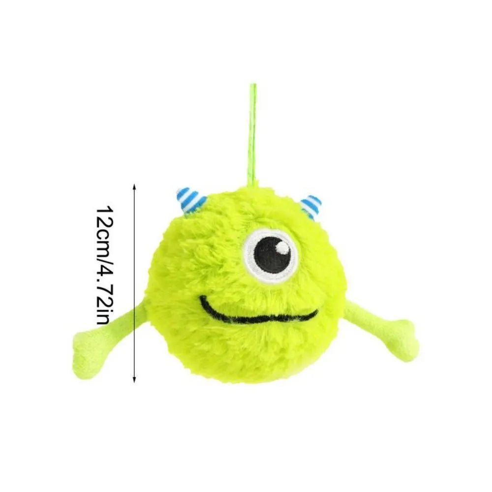 Green interactive dog toy ball with sound activation feature for teething and teeth cleaning
