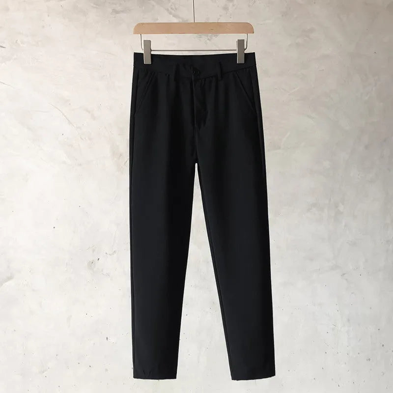 Boys slim straight trousers in wool blend fabric with tapered leg business casual design
