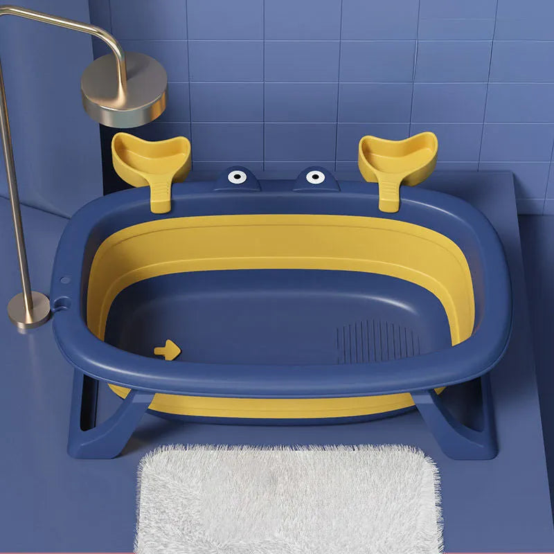 Blue foldable portable plastic tub for washing a small dog or cat.