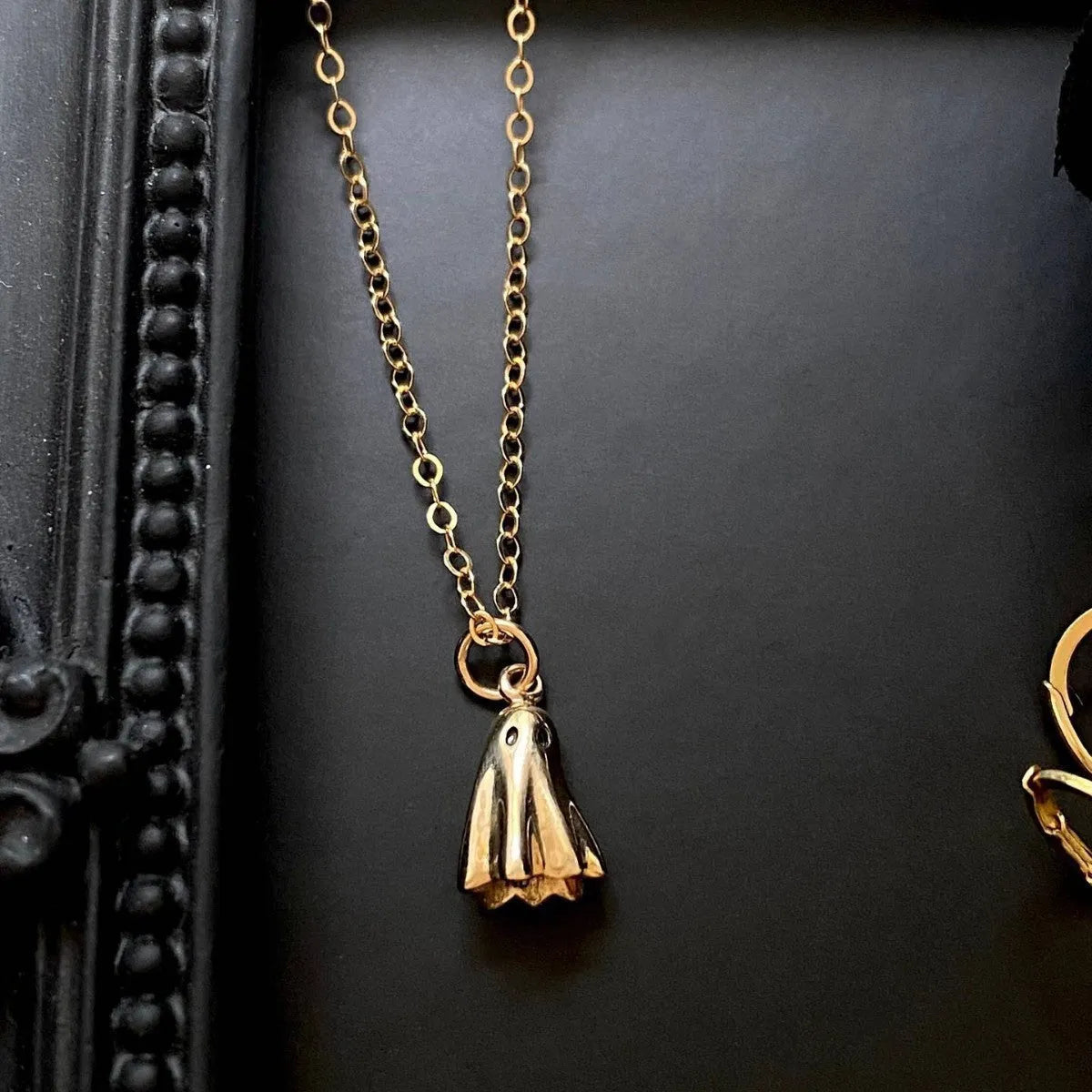 Ghost pendant necklace with titanium steel pendant on stainless steel twisted chain
