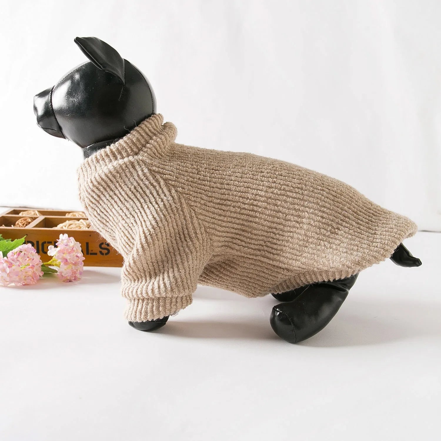 Brown casual cloth dog sweater pullover for small breeds in five sizes