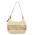 Women's straw cross body bag with soft construction and sandwich pocket in khaki colour