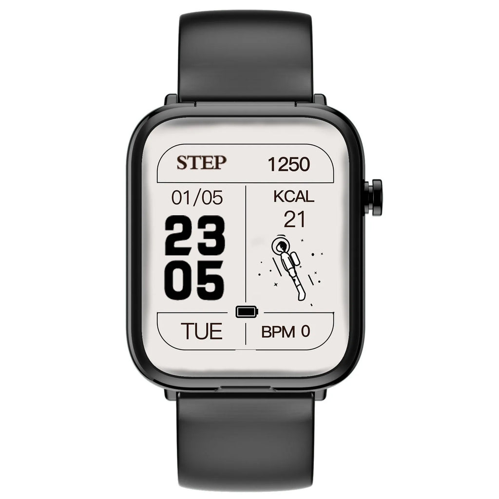 Black zinc alloy smartwatch with Bluetooth headset showing 1.69-inch touchscreen display