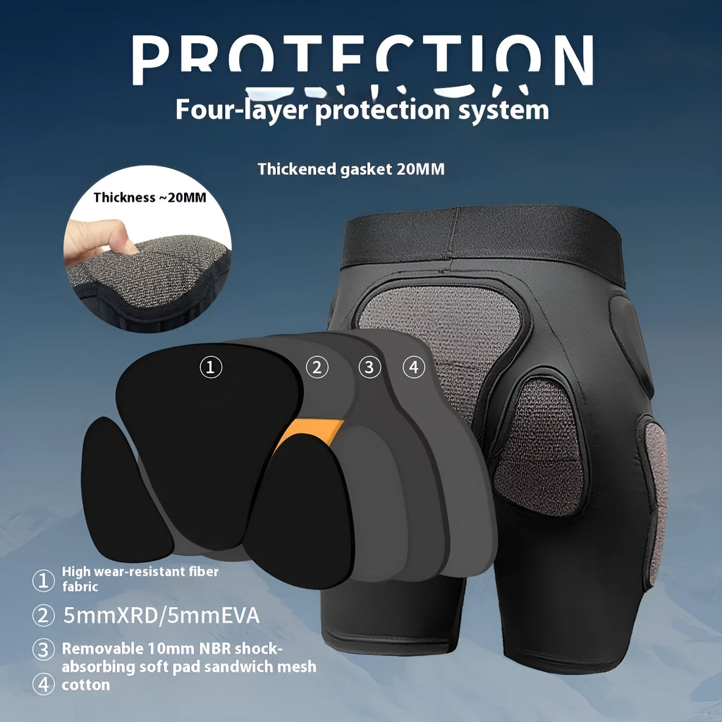 X-ray diffraction ski protective anti-fall hip pads and knee pads inner wear cushion set.