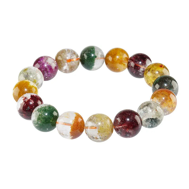 Colourful ethnic style crystal cornucopia bracelet with 10mm beads and retro design elements
